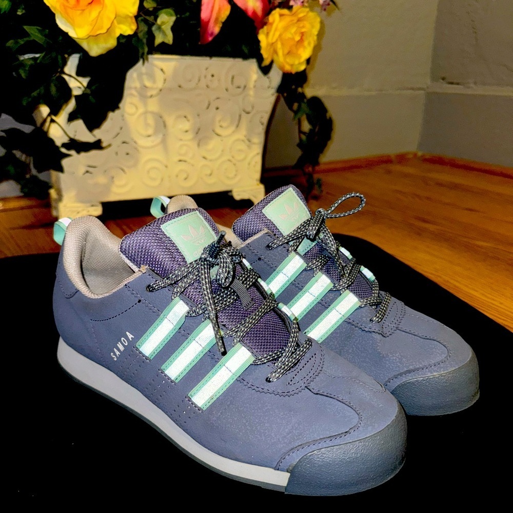 Adidas Samoa Gray and Teal Blue Sneakers